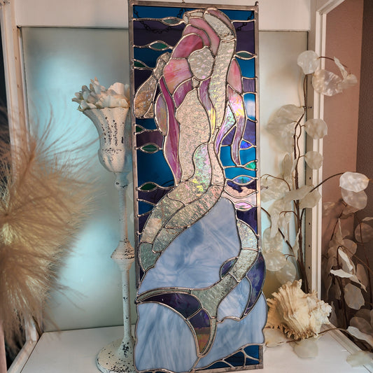 Stained Glass Iridescent Mermaid