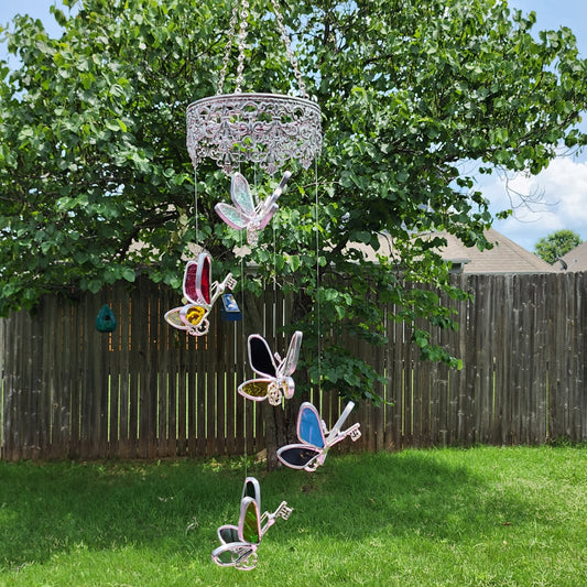 Stained Glass Mobile flying keys